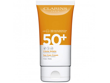 préparer sa peau au soleil crème solaire clarins corps 50+